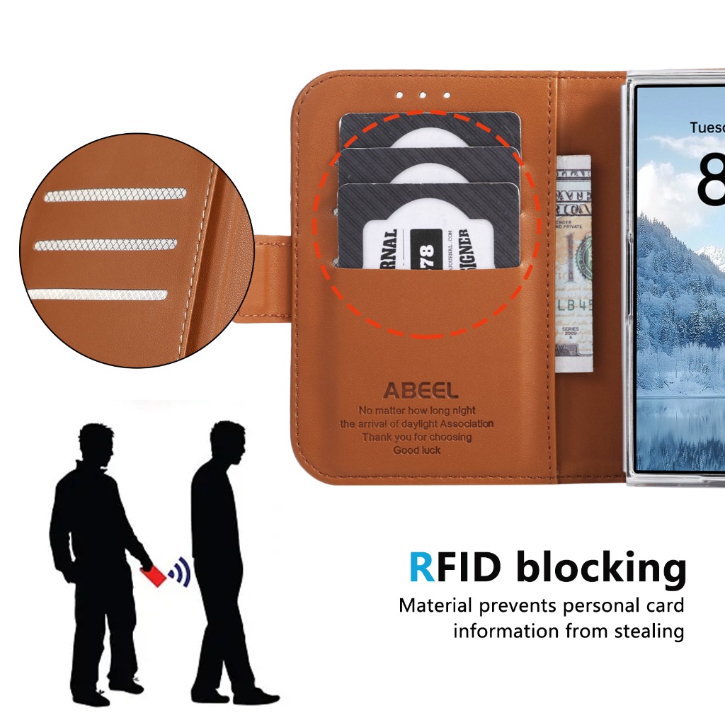 RFID Blocking Card Holder Wall - Leather Wallet Card Holder Phone Cover ulasan dan harga